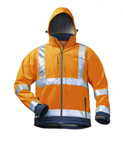 Warnschutz-Softshell Jacke mit Kapuze